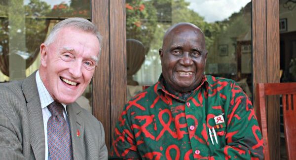 Fr Michael J. Kelly SJ with Kenneth Kaunda, first President of Zambia.